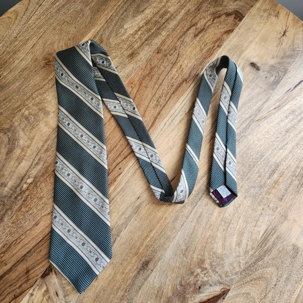 Vintage Montgomery Ward Green and Cream Men's Necktie